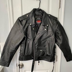 Premium Motorcycle Biker Black Leather Jacket
